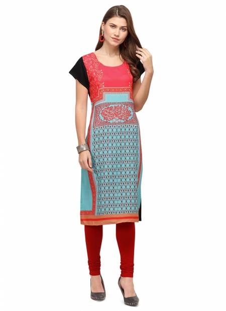 Red And Blue Colour RYN New Designer Daily Wear Rayon Women Kurti Collection RYN-VT221